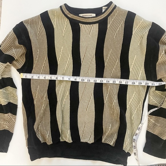 Pronto Uomo Sweater Tan Black Medium Men Cotton Acrylic Pullover - Picture 4 of 7